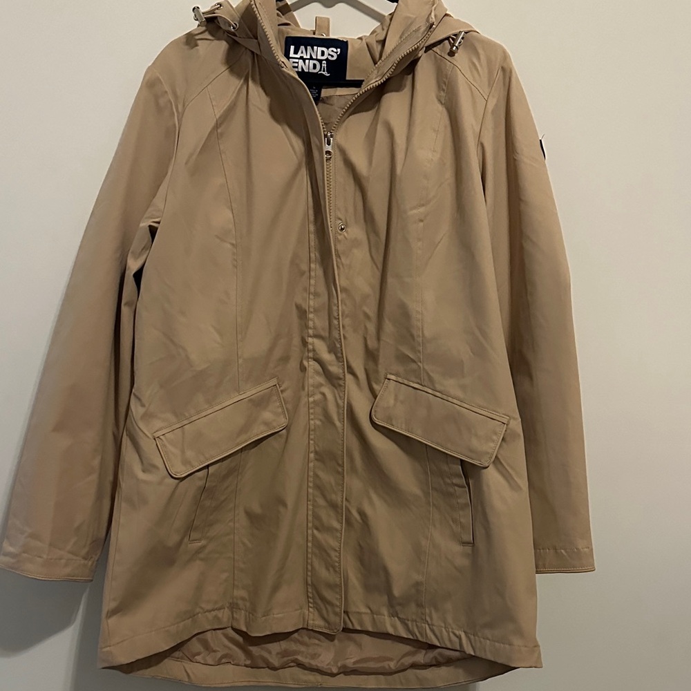 Lands' End Beige Hooded jacket. Like new condition